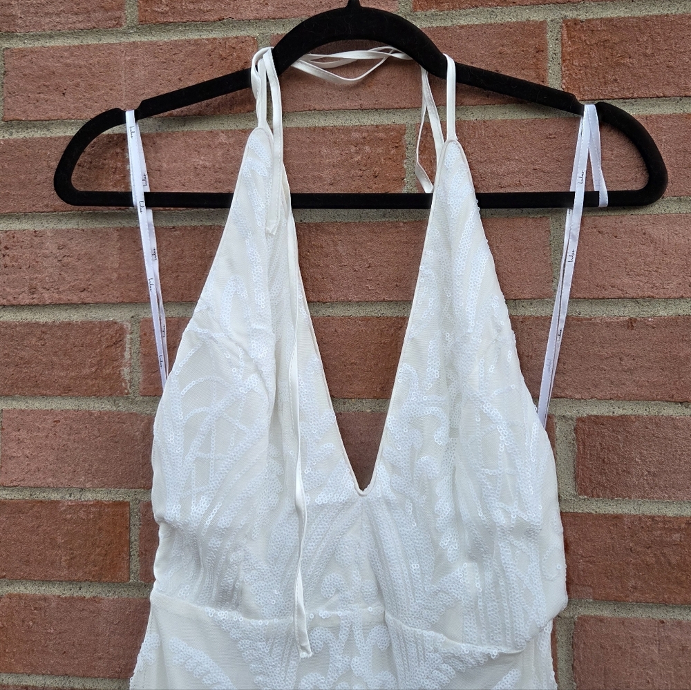Lulus Put a Bling on It White Sequin V-Neck Backless Mini Dress XS - Picture 3 of 5